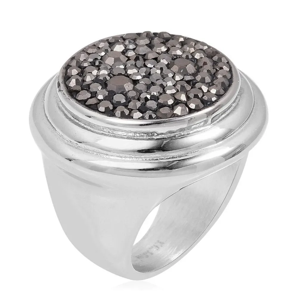 Hematite Color Austrian Crystal Ring Size 7